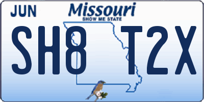 MO license plate SH8T2X