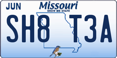 MO license plate SH8T3A