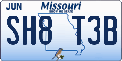 MO license plate SH8T3B
