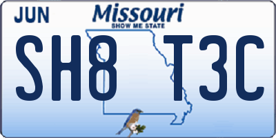 MO license plate SH8T3C