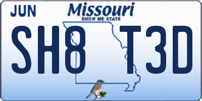 MO license plate SH8T3D