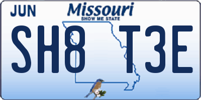 MO license plate SH8T3E