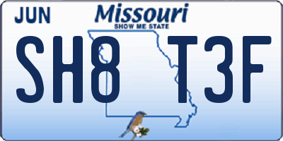 MO license plate SH8T3F