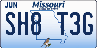 MO license plate SH8T3G