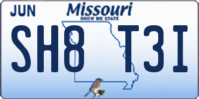 MO license plate SH8T3I