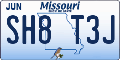 MO license plate SH8T3J