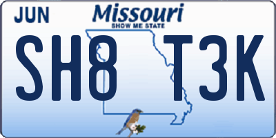 MO license plate SH8T3K