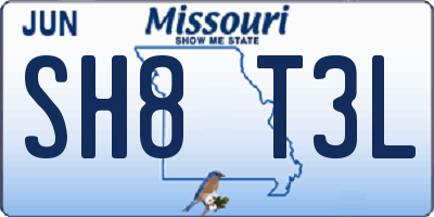 MO license plate SH8T3L