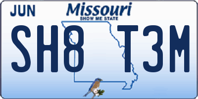 MO license plate SH8T3M