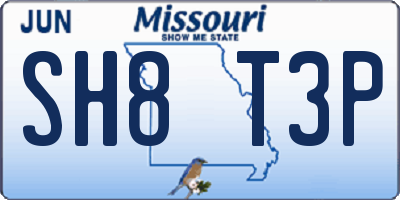 MO license plate SH8T3P