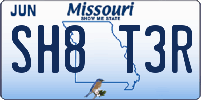 MO license plate SH8T3R
