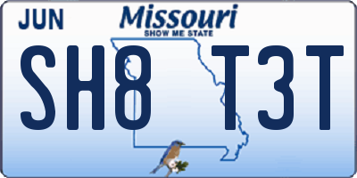 MO license plate SH8T3T