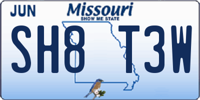 MO license plate SH8T3W