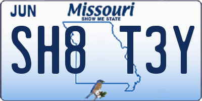 MO license plate SH8T3Y