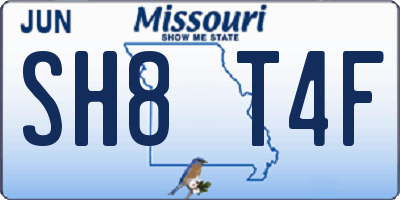 MO license plate SH8T4F