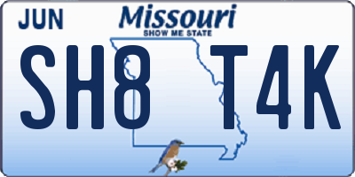 MO license plate SH8T4K