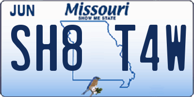 MO license plate SH8T4W