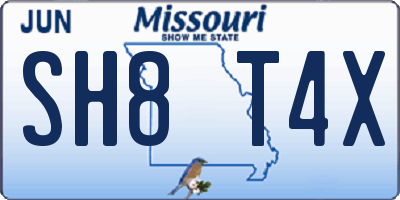 MO license plate SH8T4X