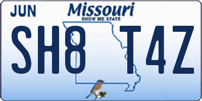 MO license plate SH8T4Z