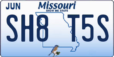 MO license plate SH8T5S