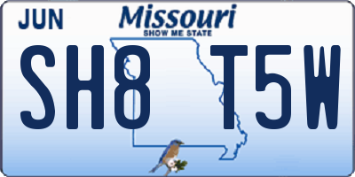 MO license plate SH8T5W