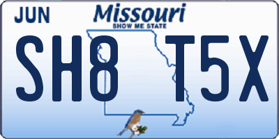 MO license plate SH8T5X