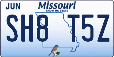 MO license plate SH8T5Z