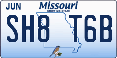MO license plate SH8T6B