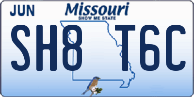 MO license plate SH8T6C