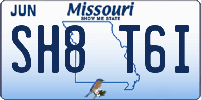 MO license plate SH8T6I