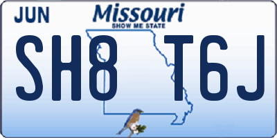 MO license plate SH8T6J