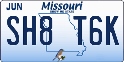 MO license plate SH8T6K