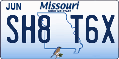 MO license plate SH8T6X