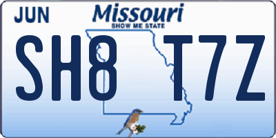 MO license plate SH8T7Z