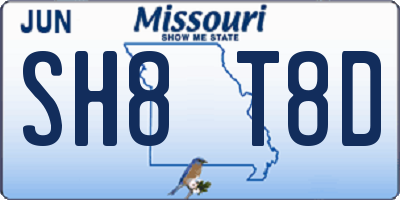 MO license plate SH8T8D