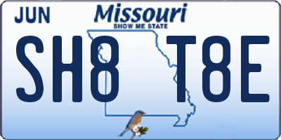 MO license plate SH8T8E