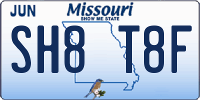 MO license plate SH8T8F