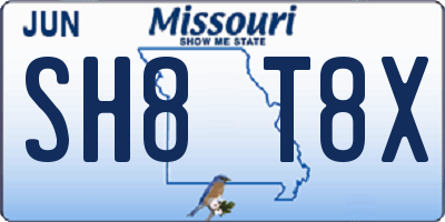 MO license plate SH8T8X