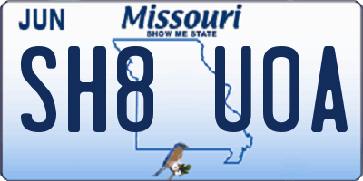 MO license plate SH8U0A