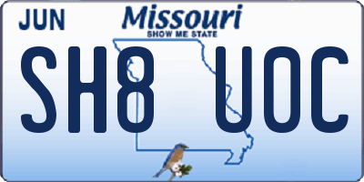 MO license plate SH8U0C