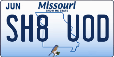 MO license plate SH8U0D