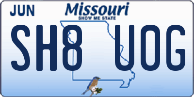 MO license plate SH8U0G