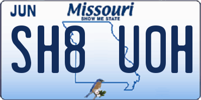 MO license plate SH8U0H