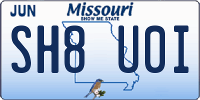 MO license plate SH8U0I