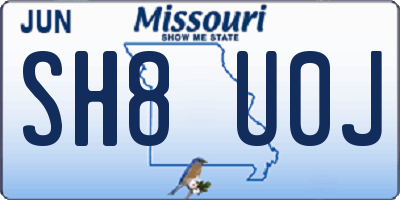 MO license plate SH8U0J