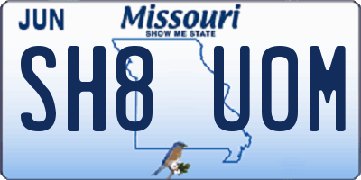 MO license plate SH8U0M