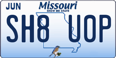 MO license plate SH8U0P