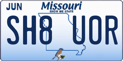 MO license plate SH8U0R