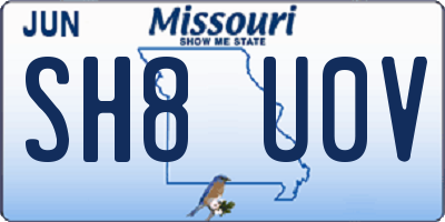 MO license plate SH8U0V