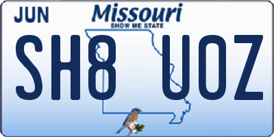 MO license plate SH8U0Z